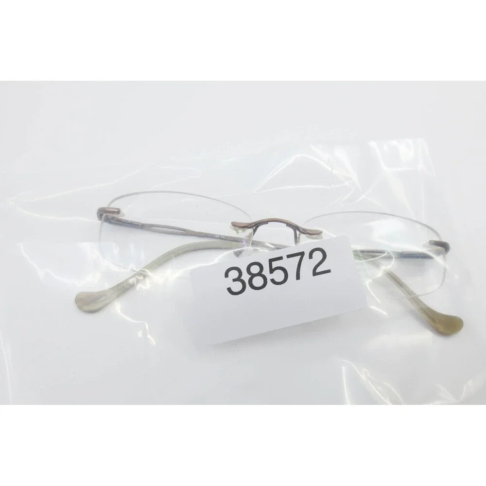 Brown Rimless Eyeglass Frames 53-16-135 Rectangular Metal Demo Lenses 38572